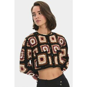 Cardigan crop cu buzunare aplicate imagine