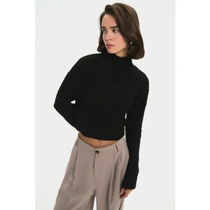 Pulover crop din tricot cu aspect incrucisat imagine