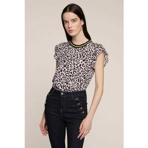 Bluza cu animal print si maneci cu volane imagine