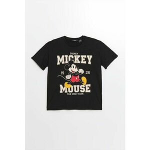 Tricou din bumbac cu decolteu la baza gatului si imprimeu cu Mickey Mouse imagine