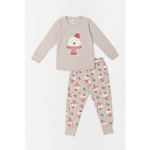 Pijama lunga de bumbac cu imprimeu de Craciun imagine