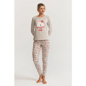 Pijama slim fit de bumbac cu imprimeu de Craciun imagine