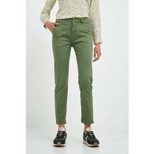 Pantaloni dama de culoare uniforma cu buzunare oblice - Verde - imagine