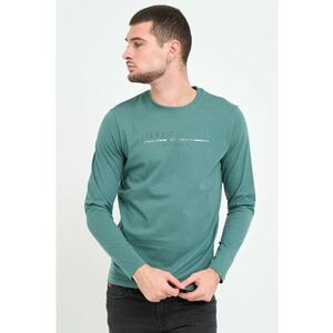 Tricou barbat cu maneca lunga cu imprimeu logo - Verde - imagine