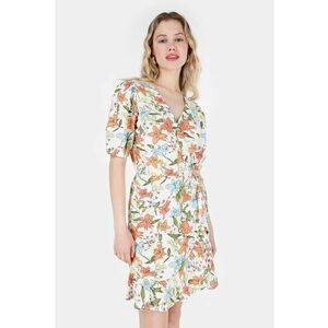 Rochie din amestec de in cu model floral imagine