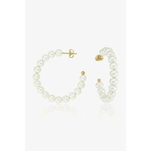 Cercei placati cu aur de 14K decorati cu perle Golden Pearl Hoops 2 Microns imagine