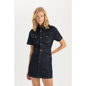 Rochie mini din denim cu maneci scurte imagine