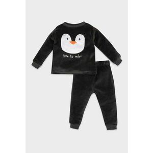 Set de bluza de trening cu model pufos cu pinguin si pantaloni de trening imagine