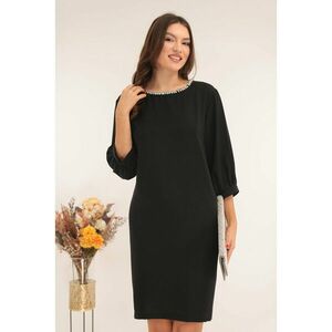 Rochie cocktail neagra cu strasuri la decolteu imagine