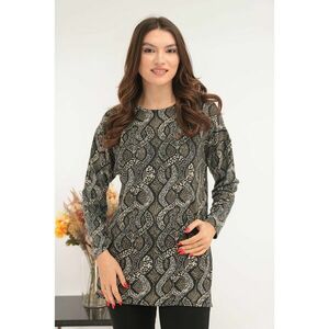 Bluza neagra din bumbac cu print abstract olive imagine