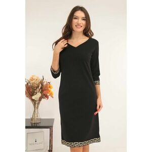 Rochie neagra cu insertii cu model geometric imagine