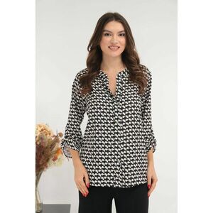 Bluza tip camasa cu print geometric alb-negru imagine