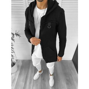 Cardigan barbati negru cu gluga slim fit ZR T3615 S2-2 imagine