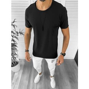 Tricou barbati negru slim fit 12996 X4 imagine