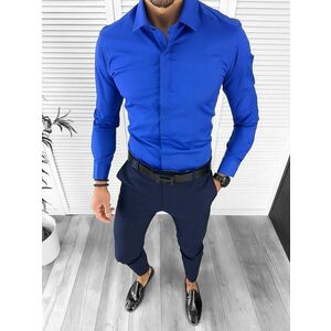 Camasa barbati albastra slim fit 13004 imagine