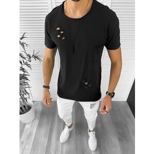 Tricou barbati negru slim fit 12995 imagine