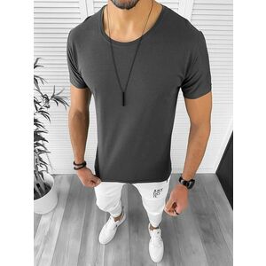 Tricou barbati gri inchis slim fit 12998 X4 imagine