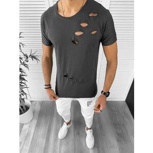 Tricou barbati gri inchis slim fit 12997 imagine