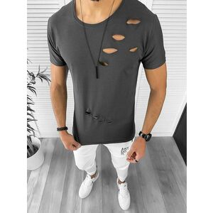 Tricou barbati gri inchis slim fit 12996 imagine