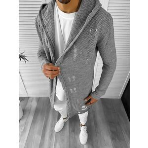 Cardigan barbati gri cu gluga slim fit ZR T3559 imagine