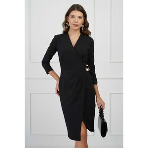 Rochie Daiana neagra cu accesoriu in talie imagine