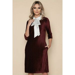 Rochie MBG bordo din velur cu funda din satin imagine