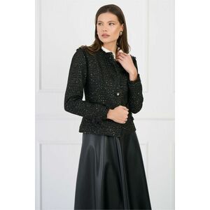 Sacou LaDonna elegant din tweed negru cu fir lurex si paiete imagine