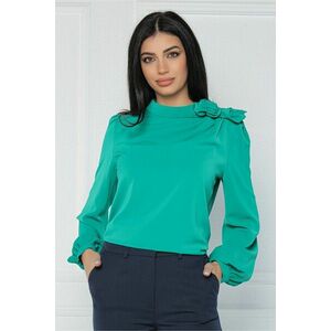 Bluza MBG eleganta din triplu voal verde cu floare pe umar imagine