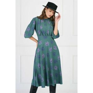 Rochie DY Fashion din voal verde cu imprimeu florl mov imagine