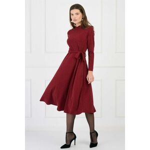 Rochie DY Fashion eleganta din lurex bordo cu cordon in talie imagine