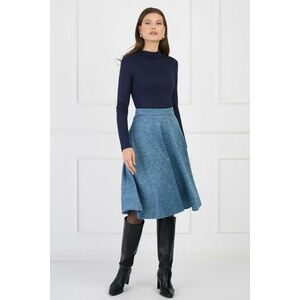 Fusta DY Fashion office midi din tricot albastra cu buzunare imagine