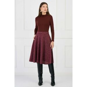 Fusta DY Fashion office midi din tricot burgundy cu buzunare imagine