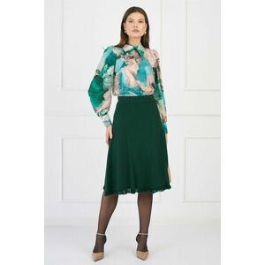 Fusta casual midi din tricot verde cu franjuri la baza imagine