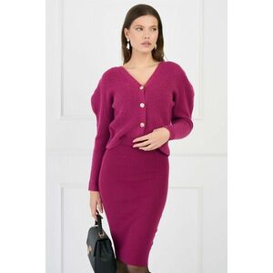 Cardigan casual scurt din tricot magenta cu nasturi imagine