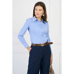 Camasa DY Fashion office din poplin bleu cu nasturi imagine