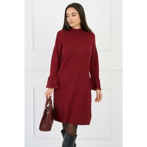 Rochie din tricot bordo cu perle la maneci imagine