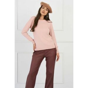 Bluza casual din tricot roz cu decolteu rotund imagine