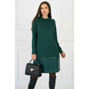 Rochie DY Fashion office din jerse verde cu insertie din piele ecologica la baza imagine