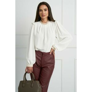 Bluza DY Fashion eleganta din voal alba cu dantela la guler si mansete imagine