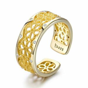 Inel reglabil din argint Golden Lace Ring imagine