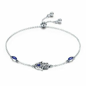 Bratara din argint 925 Blue Crystal Hamsa imagine