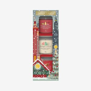 Yankee Candle Votive Candle 3-Pack Christmas Gift Set - Big Apple Christmas, Christmas Buttercookie and Sparkling Cinnamon imagine