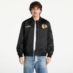 Jacheta Mitchell & Ness NHL Team Leader Satin Current Logo Blackhawks Bomber Black imagine