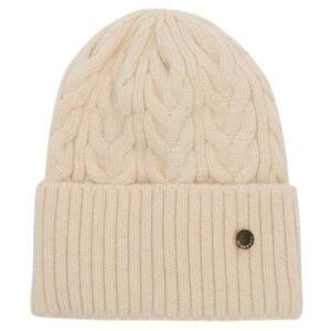 Caciula Beanie din Tricot Crem cu Angora si Margine Indoita imagine