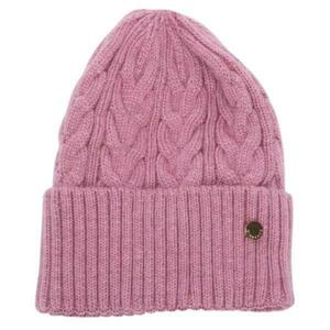 Caciula Beanie din Tricot Roz cu Angora si Margine Indoita imagine