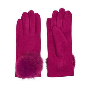 Manusi Fuxia Tricot Fin cu Pompon Aplicat imagine