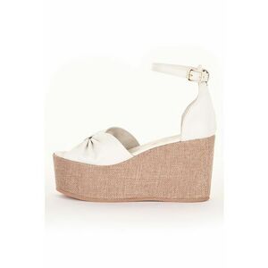 Sandale wedge de piele cu funda Stella imagine