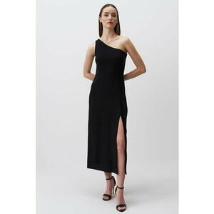 Rochie cu decolteu pe un umar si slit lateral imagine