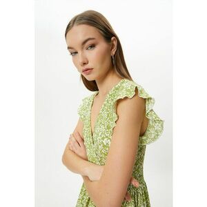 Rochie midi cu decolteu in V si model floral imagine