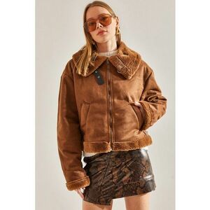 Palton de blana shearling sintetica cu buzunare oblice imagine